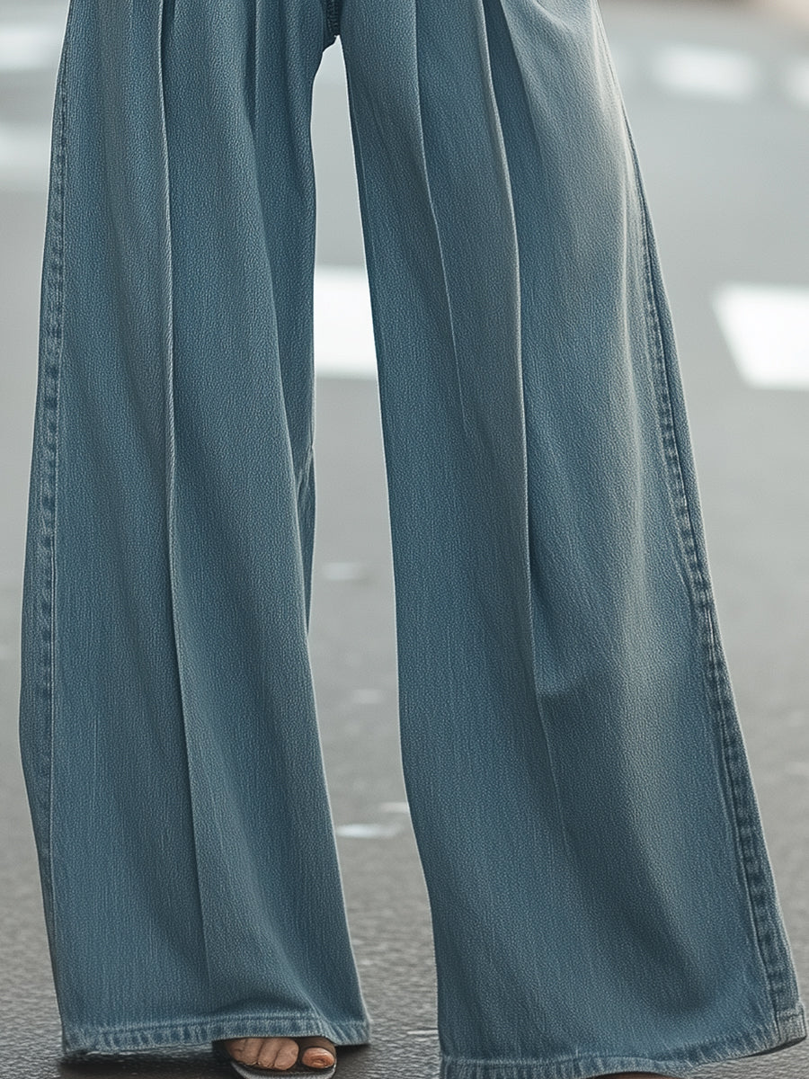 Vintage Wide-Leg Denim Trousers