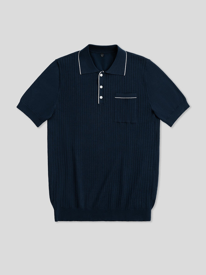 GentleKnit Contrast Color Short Sleeve Knitted Polo