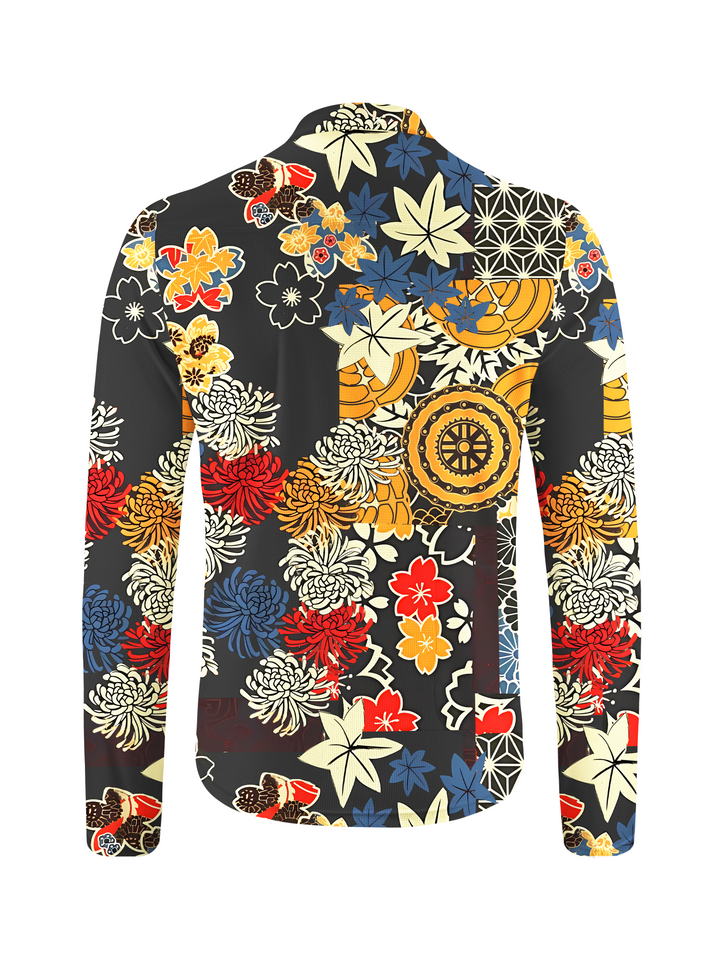 Orionride Unique Gear Flower Long Sleeve Half Zipper Mountain Bike Jersey