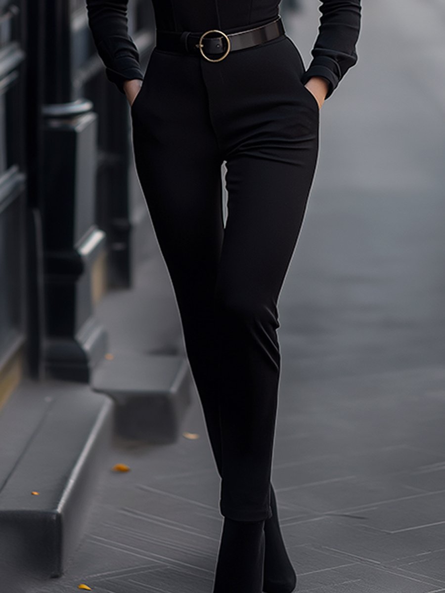 Sleek Black Belted Jumpsuit with Slim Fit