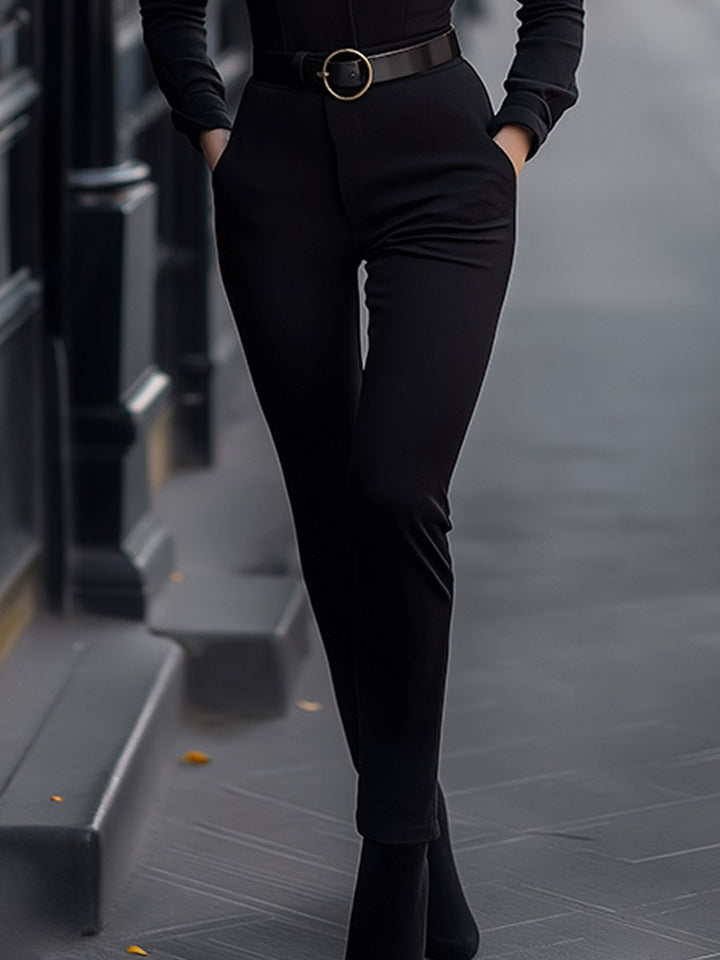 Sleek Black Belted Jumpsuit with Slim Fit