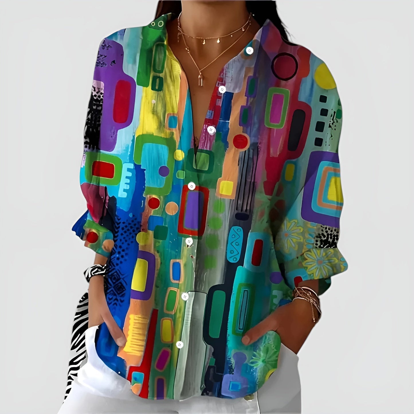 Ava Blouse With Geometric Pattern