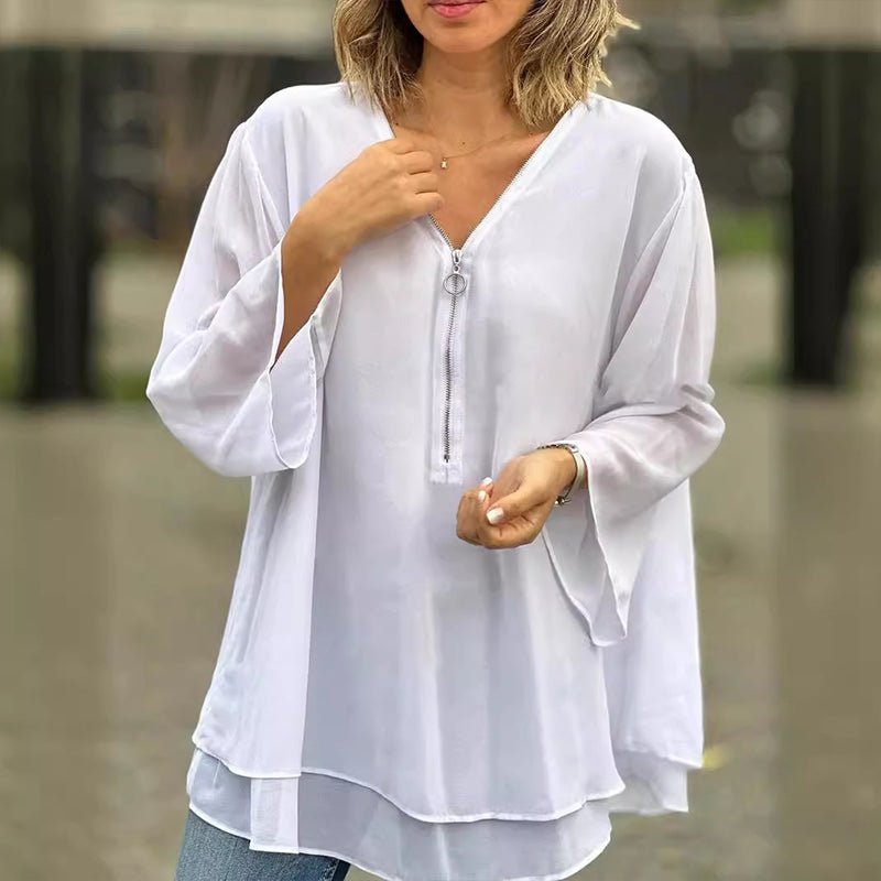 Chiffon Zipper Blouse